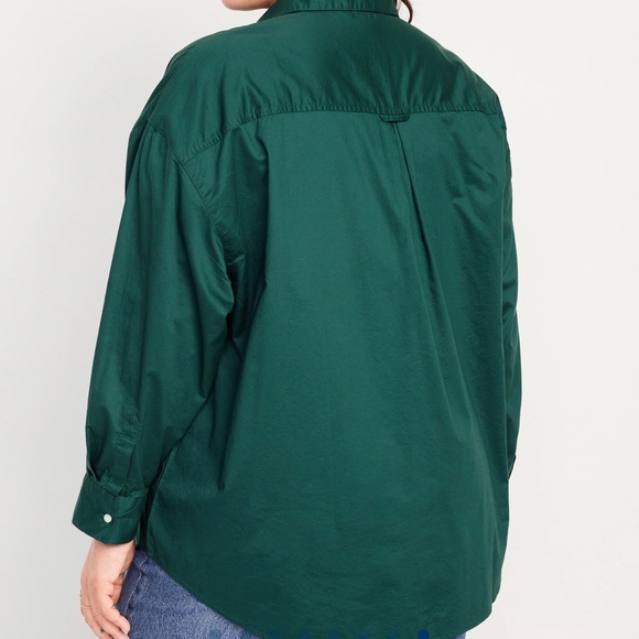 NWT OLD NAVY Oversized Button-Down BOYFRIEND Shirt  Color: Emerald Isle - Picture 8 of 10